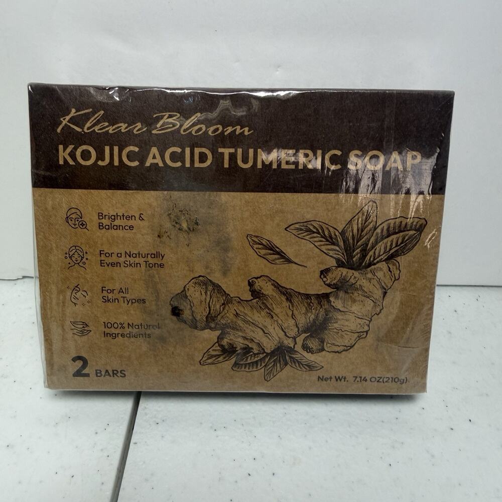 Klear Bloom Kojic Acid Soap, Turmeric Soap Bar for Dark Spots - 2 Bars